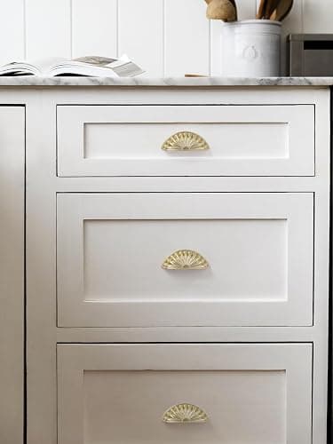 JIASENBAO Brushed Gold Cabinet Cup Pulls 3" Hole Center 10 Pack Brass Drawer Pulls Kitchen Hardware Cabinet Handles Dresser Handles Knobs thumbnail 5
