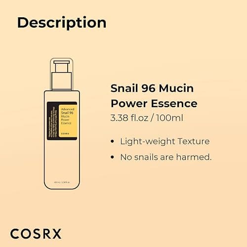 COSRX Snail Mucin 96% Power Repairing Essence 3.38 fl.oz 100ml, Hydrating Serum for Face with Snail Secretion Filtrate for Dull Skin & Fine Lines, Korean Skin Care - 3.35 Fl Oz (Pack of 1) thumbnail 7