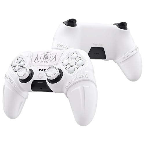 PlayVital Runes Edition Silicone Cover Skin for ps5 Controller with Thumb Grips & Touchpad Skin & D-pad Area Sticker, Anti-slip Controller Grip Cover Compatible with ps5 Charging Dock- White thumbnail 9