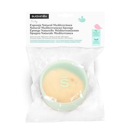 Suavinex, Esponja Bebé Recién Nacido, Esponja 100% Natural para Bebé, Apta Pieles Sensibles, Esponja Marina, Esponja de Baño Muy Suave y Absorbente, con Estuche Canastilla para Guardar. Amarillo thumbnail 2