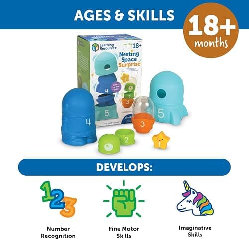 Learning Resources Nesting Space Surprise, Preschool Learning Activities, Fine Motor Skills, Montessori Preschool Toys, Space Toys, Ages 18 Months+, 9 Pieces thumbnail 5
