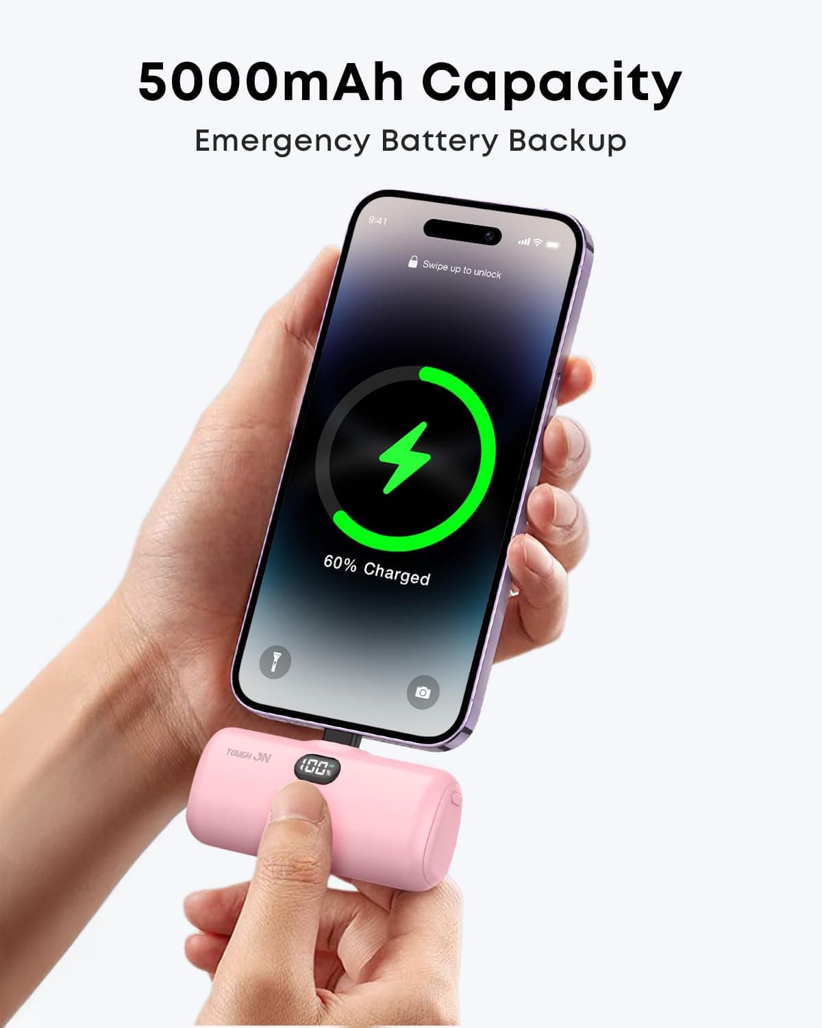 TOUGH ON Mini Portable Charger 5000mAh Power Bank PD Fast Charging, LCD Display Small Battery Pack Compatible with iPhone 14,13,12 Pro/Plus/Pro Max,11 and More thumbnail 2