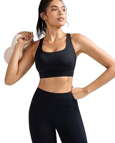RUNNING GIRL Sports Bra for Women,Molded Cup Strappy Running High Impact Sports Bra with Sewn in Pads thumbnail 2