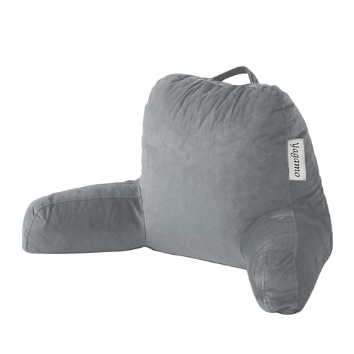 Yagamo Reading Pillow for Bed with Adjustable Memory Foam,Large Adult Backrest with Arms, Back Pillow for Sitting in Bed with Washable Cover- Large, Gray - Image 1