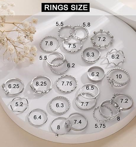 iF YOU 25 Pcs Gold Stackable Ring Set for Women, Chunky Knuckle Finger Midi Rings, Silver Simple Stacking Cute Rings Pack Trendy Stuff Jewelry Gift thumbnail 9