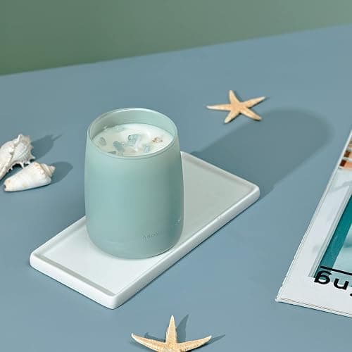 Ocean Breeze Scented Candle with Crystal Inside, Healing Aquamarine Crystal Candle with Sea Star & Conch Decors, 10oz Soy Wax 55 Hours Long Lasting Burn, Perfect Spiritual Aromatherapy Gift - Relax-Ocean Breeze thumbnail 5