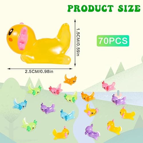 GGSTDDUP 70 Pcs Mini Resin Axolotl, Tiny Axolotl Miniature Figures Toy Mini Axolotl Charm Ornament for Fairy Garden Landscape Aquarium Birthday Christmas Party Decoration (7 Colors) thumbnail 3