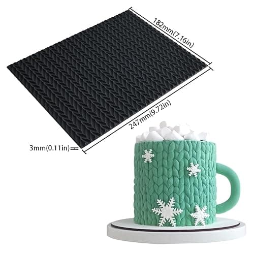 mostsom Silicone Lace Cake Molds Reusable Fondant Embossing Mats for Cake Decorating, Sweater Pattern, Cupcakes, Cookies, Chocolate - Food-Grade Non-Stick Baking Tools (C_ Sweater Pattern) thumbnail 3