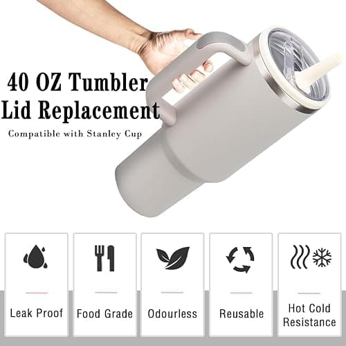 40oz Flip Straw Lid Replacement 4 Pack for Stanley Quencher Tumbler, Spill Proof & Leak Resistant Cup Lids Accessories, 4 PCS in 4 Colors thumbnail 5