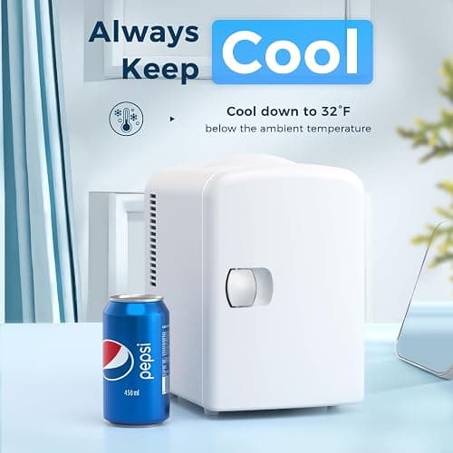 Antarctic Star Compact Refrigerator, Portable Mini Fridge, Skin Care 4L Capacity/6 Cans, for Bedroom, Car, Office & Dorm, Small Cooler for Cosmetics, Beverage and Food, White thumbnail 3