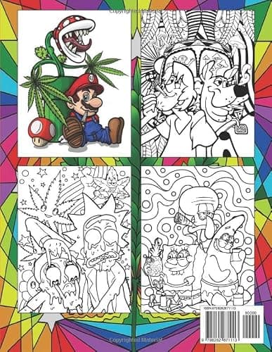 Stoner Coloring Book: 53+ Trippy Psychedelic Stoner 420 Coloring Pages For Adults With Many Favorite Characters For Stress Relief And Relaxation thumbnail 2