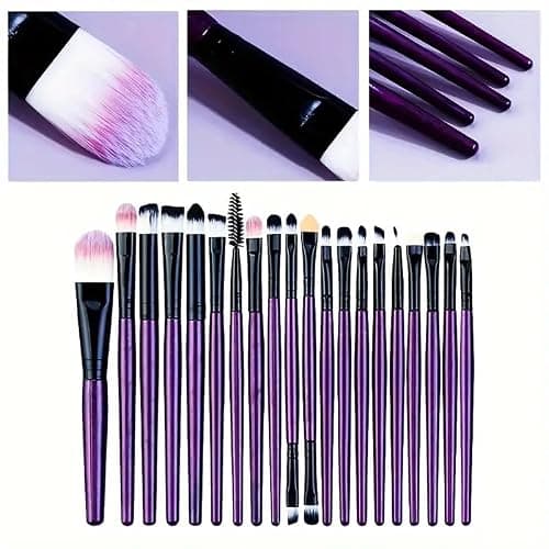 20-Piece Makeup Brush Set | Face & Eye Cosmetics Brushes for Blending, Contouring, Eyebrow, Lip, and More | Soft Synthetic Fiber Beauty Tools thumbnail 2
