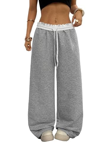 SOLY HUX Women's Camo Pants Wide Leg Baggy Sweatpants Elastic Waist Drawstring Loose Pants Trendy Y2K Drawstring Trousers - Image 1