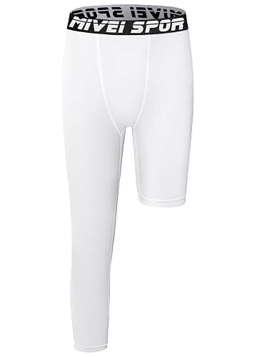 MIVEI Youth Boys Girls One Leg Compression Pants Basketball Single Leg Sleeve Tights Kids 3/4 Leggings Sports Base Layer - Image 1