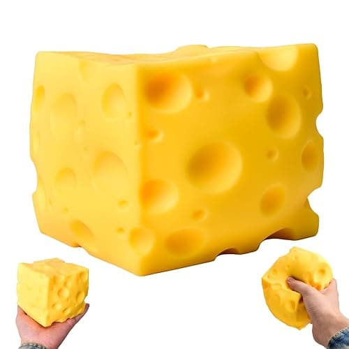 Super Cheese Squishy Big Giant Large Cube Block Slow Rising Squeeze Toy squeezable Stress Relief Original Sensory / Fidget Novelty Toy and Gift for Adults (3in) - Image 1