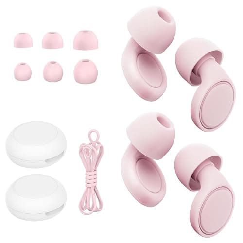 Jayine 2 Pairs Ear Plugs for Sleeping, Soft Full Silicone Ear Plugs for Noise Reduction 25dB, Reusable Hearing Protection Earplugs for Concert, Focus, Noise Sensitivity, 8 Ear Tips in S/M/L - Pink - Image 1