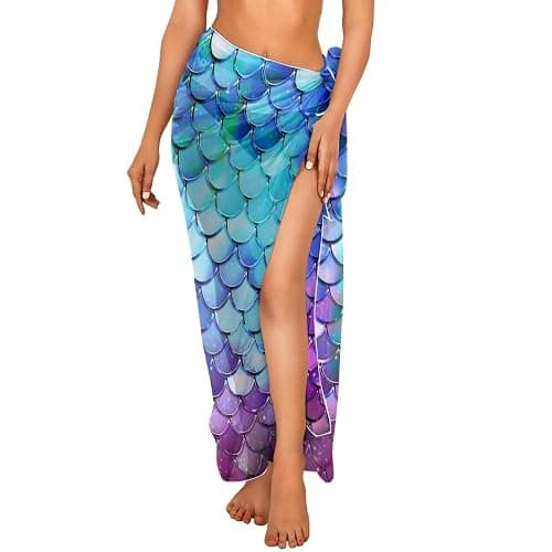 Zarisguat Women Sarong Swimsuit Coverups Chiffon Long Bikini Wraps Sheer Beach Bathing Suit Cover Up thumbnail 2