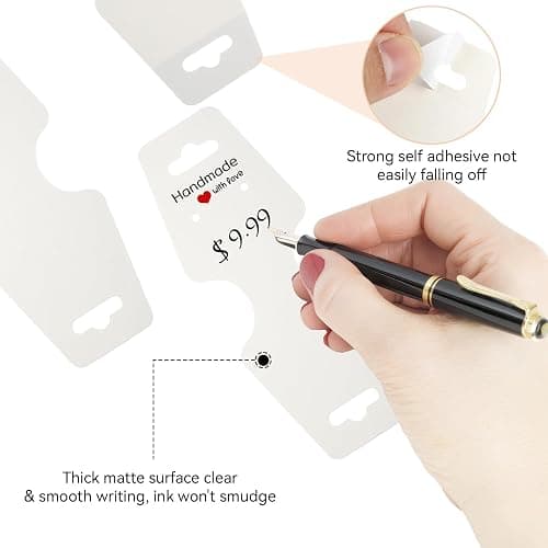200 Pcs Bracelet Necklace Display Cards, Self Adhesive Jewelry Packaging, Sturdy Hanging Displays for Selling Necklaces, Chokers, Earrings Hair Accessories, Small Business, 4.75x1.75 Inches (White) thumbnail 4