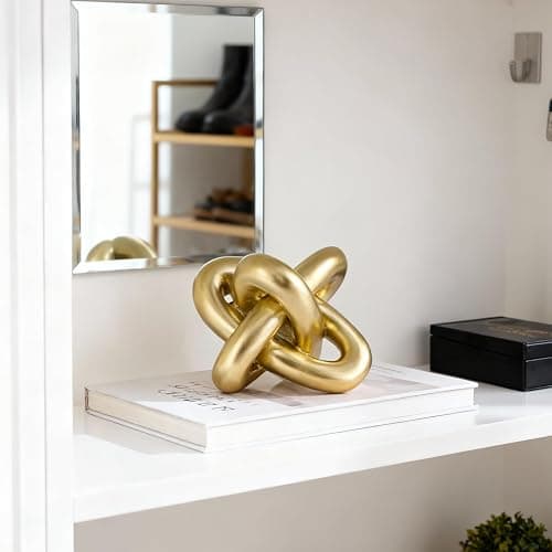 Golden Knot Statue, Three Knot Sculpture Home Decor Accents, Knot Sculptures and Statues for Rustic Coffee Table Living Room Dining Table Entryway Entrance Shelf Small Decorations and Accessories thumbnail 6