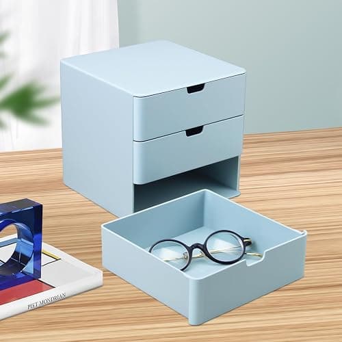 Dalanpa 3-Drawer Vanity Organizer, Compact Storage Organization Drawers Blue thumbnail 5