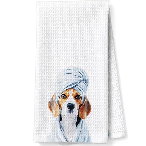 ZUZIMIRA Beagle Dog Gifts Decoration Towels for Washroom Toilet, Beagle Waffle Weave Bathroom Towels for Dog Lover - Image 1