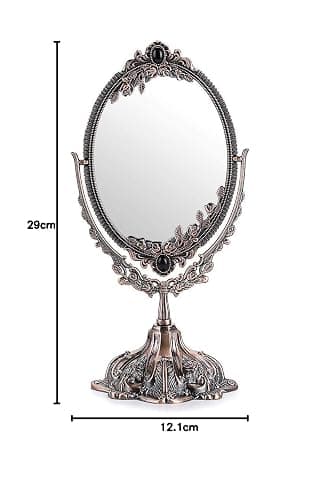 SUMTree Vintage Oval Double Sided Rotatable Dressing Mirror - Desktop Vanity Decorative Standing Tabletop (Small) (Red Bronze) thumbnail 3