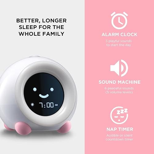 LittleHippo Mella: Kids Alarm Clock, Ready to Rise Children's Sleep Trainer, Night Light, Sound Machine and OK to Wake for Toddlers and Kids - Blush Pink (Updated 2025) thumbnail 5
