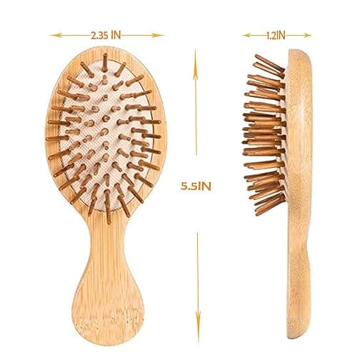 Sofmild Mini Travel Bamboo Hair Brush for Women/Men/Kids - Anti-Static Small Travel Size Detangler Brush for Purse, Pocket, backpack thumbnail 2