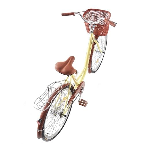 BSTSEL 26 Inch Wheels Vintage bike Fabric Bike City Classic Bicycle, Retro Bicycle With 1 Speed Shimano Gears, Sprung Saddle, Rack And Front Basket Formal Road Bike For Woman - Brown thumbnail 5