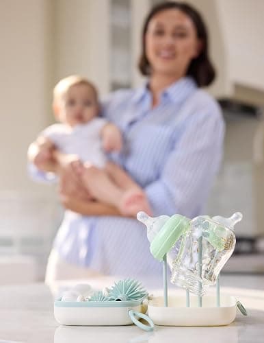 Momcozy Bottle Brush Set - Baby Bottle Cleaner Kit with Silicone Brush, Nipple Brush, Straw Brush, Soap Dispenser, Drying Rack - 7 in 1 Bottle Cleaning Tool for Home and Travel, Green thumbnail 2