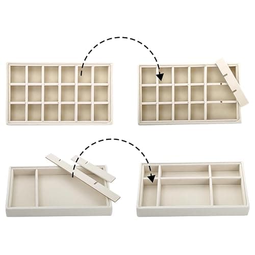 Elsjoy Set of 8 Velvet Jewelry Tray, Drawer Insert Divided Storage Holder Stackable Jewelry Organizer, Necklace Bracelet Display Tray for Christmas thumbnail 4
