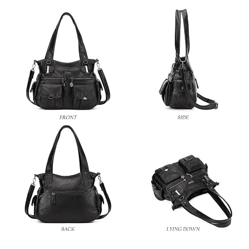 KL928 Women's Shoulder Purse Large Hobo Tote PU Leather Multi-Pocket Bag | Large capacity, water-resistant, easy-clean, adjust strap, fits 10.2"ipad, pockets, compartments, zipper, shop, travel, daily thumbnail 3