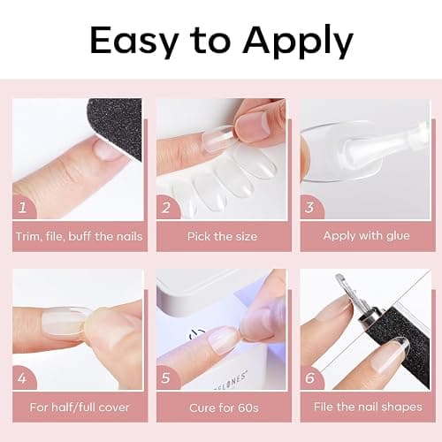 Modelones Extra Short Oval Round Nail Tips - 510Pcs Soft Fake Nails Tips Gel Pre-shaped Half Matte Full Cover No Filed False Extension Manicure Salon DIY at Home 15 Sizes thumbnail 9