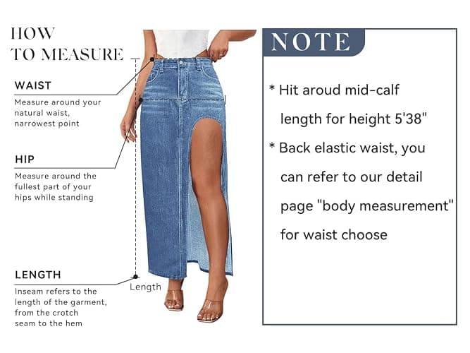 CHARTOU Women's Sexy High Split Slim Fit Maxi Long Pencil Denim Jean Skirt thumbnail 6