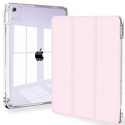 Feams for iPad Air 13 Inch Case M3 2025/M2 2024, Slim iPad Pro 12.9 Inch 6th/5th/4th Generation 2022/2021/2020 Case Clear Back Cover with Auto Sleep & Pencil Holder, Pink - Image 1