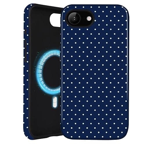 Amzfield Compatible with iPhone 16e/17e Case Compatible with Magsafe Cute Striped Aesthetic Magnetic Women Girls Girly Dual Layer Hybrid Protection Case for iPhone 16e for iPhone 17e, Navy Blue thumbnail 8