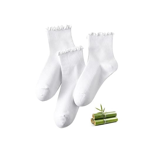 ANDERE ARTE Women’s Viscose from Bamboo Ruffle Ankle Socks, Soft Breathable Lettuce Edge Crew Socks,Cute Frilly Quarter Sock - Image 1