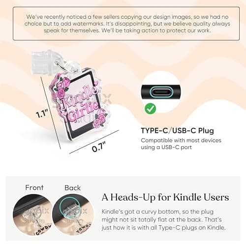 YOPPIX 9PCS Charms for E-Reader, About Funny Theme Dust Plug Charm Compatible with Type C Charging Port, Gift for Book Lover Readers Men Women Teachers Students, Accessories for E-Reader thumbnail 4