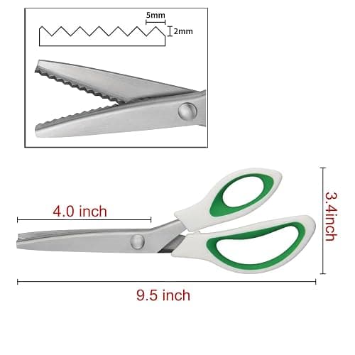 JISTL Green Pinking Shears Comfort Grips Crafts Zig Zag Cut Sewing Scissors,Professional Handheld Dressmaking thumbnail 4