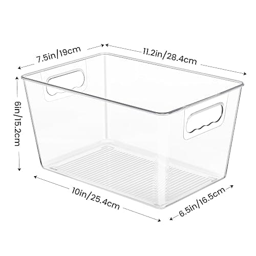 YIHONG 6 Pack Clear Pantry Organizer Bins, Plastic Containers with Handle for Kitchen,Freezer,Cabinet,Closet,Bathroom Under Sink Storage thumbnail 3