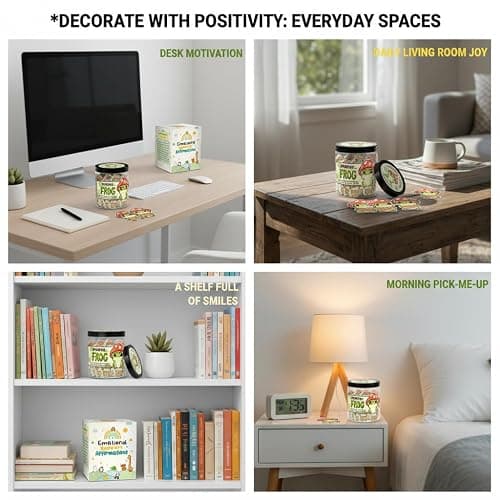 DEARMINE Positive Frog Jar with 60 Affirmation Cards, Emotional Support Gift, Christmas Home Office Decoration, Frog Gifts for Women, Teens, Teachers, Coworkers, Friends, Men thumbnail 6