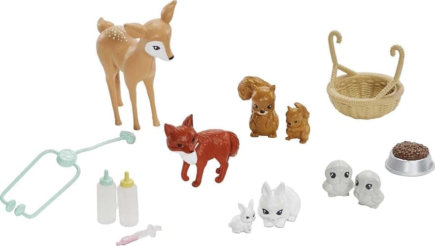 Barbie Vet Doll & Playset, Animal Rescuer Theme with 8 Wildlife Figures, Treehouse, Care Station, Rope Bridge & Accessories thumbnail 5