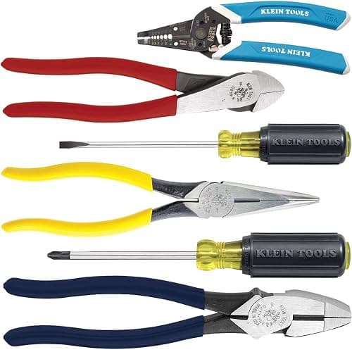 Klein Tools 80080 Hand Tool Kit includes 2 Screwdrivers, Made in USA, 3 Pliers, Wire Stripper and Cutter, for Electricians, 6-Piece - Image 1