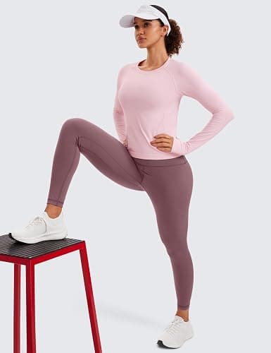 CRZ YOGA Seamless Long Sleeve Shirts for Women Waist - Workout Athletic Running Gym Yoga Tops Crewneck Breathable Quick Dry thumbnail 3