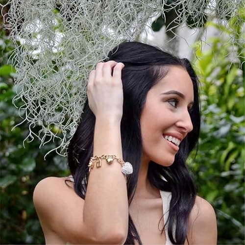 SILANER Gold Chain Link Bracelet - 7"+ 2" Extender 14K Gold Plated Love Locked Bracelets for Women, with Crystal, Love Heart,Key, Lock, Charm Bracelet thumbnail 4