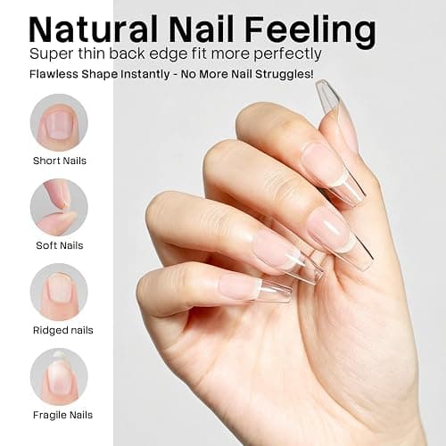 SINZSUE Medium Coffin Soft Gel Nail Tips - 240Pcs 15 Sizes Pre-Buffed Matte Full Cover False Nails, Soak Off Semi-Transparent Gel Tips for DIY Manicure thumbnail 4