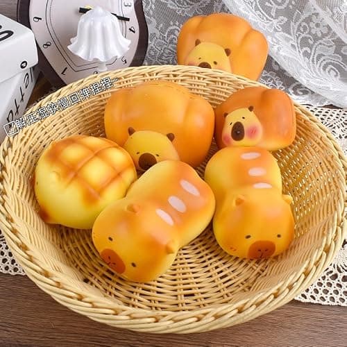 Squishy Toys, Cute Bread Toast Bear Sqweezy Slow Rising, Soft Squishies Party Favors for Anxiety Stress Relief, Original Sensory Fidget Squeeze Novelty Relax Toy and Gift for Adults-Bear thumbnail 2