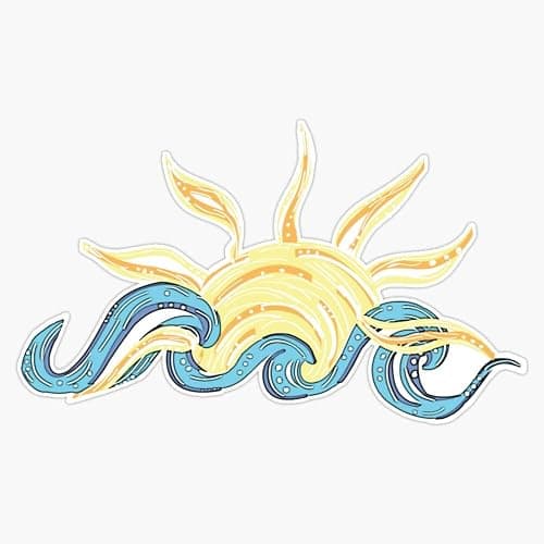 Ocean and Sun - Beach - Gifts - Trendy Cute Vinyl Waterproof Sticker Decal Car Laptop Wall Window Bumper Sticker 5" - Image 1
