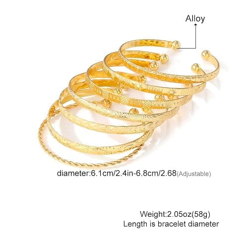 KISS WIFE Gold Bangles for Women, Open Adjustable Bangle Bracelets, Multi Layer Stackable Cuff Bracelet Set, Fashion Accessories Costume Jewelry Gift for Women - Gold-1 thumbnail 5