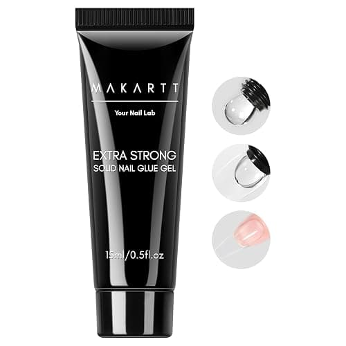 Makartt Solid Nail Glue Gel: Super Strong Nail Glue for Press On & Acrylic Nails, 3D Gel Nails Art Design, Long Lasting Clear Adhesive 15ML, UV Lamp Cured, Ideal for Home Salon DIY Use - Image 1